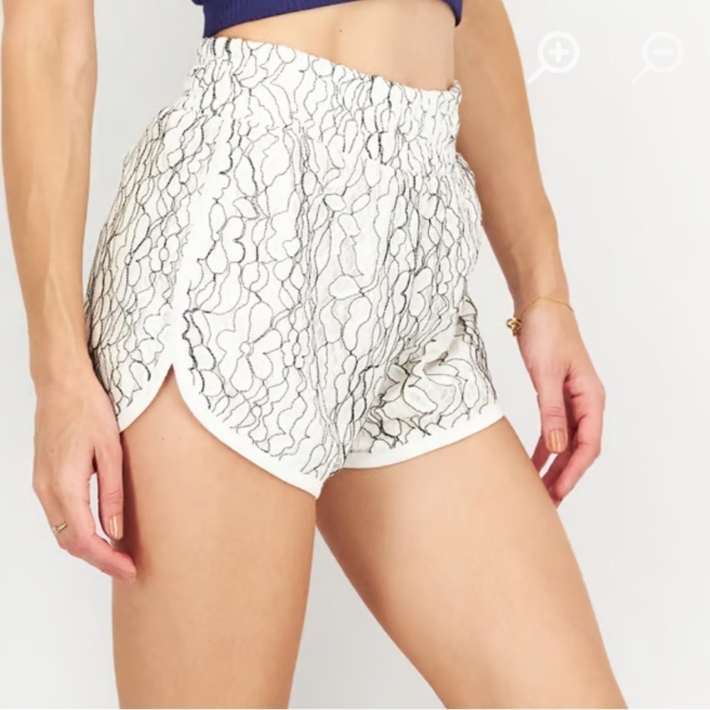 Generation Love Women Textured Lace Basic Shorts, White/Black